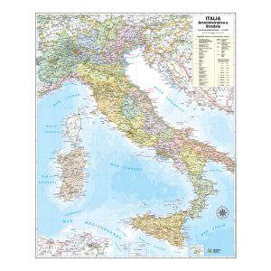 Carta geografica Italia amministrativa e stradale - murale - 67 x 85 cm - Belletti - immagine 1