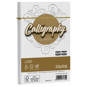 Buste Calligraphy Lino - 120 x 180 mm - 120 gr - bianco 01 - Favini - conf. 25 pezzi - immagine 1