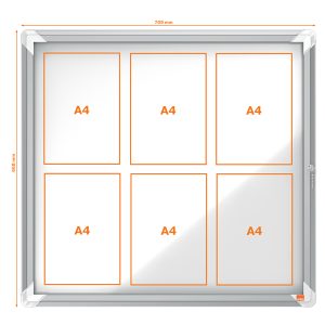 Bacheca per esterni - fondo magnetico bianco - 6 fogli A4 - orizzontale - Nobo - immagine 3