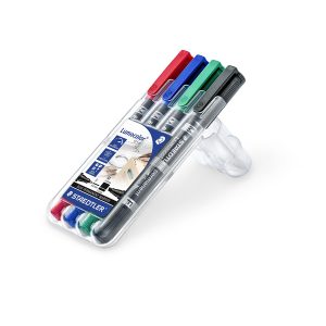 Pennarello Lumocolor Permanent Duo 348 punta feltro - punta 0,6mm e 1,5mm - astuccio 4 colori - Staedtler - immagine 1