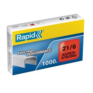 Punti Rapid Super Strong - 21/6 (6/6) - acciaio zincato - metallo - Rapid - conf. 1000 pezzi - immagine 1