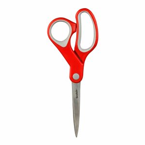 Forbici Comfort - 18 cm - impugnatura asimmetrica - lama in acciaio - rosso - Scotch® - immagine 1
