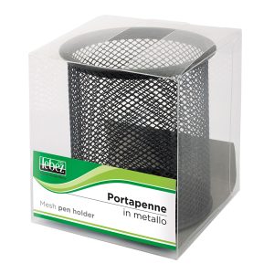 Bicchieri portapenne - rete metallica - 8,5x10 cm - nero - Lebez - immagine 2