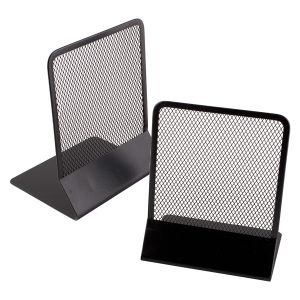 Coppia reggilibri - 13,5 x 17,5 cm - rete metallica - nero - Lebez - immagine 1