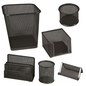 Set scrivania - 6 accessori - rete metallica - nero - Lebez - immagine 2