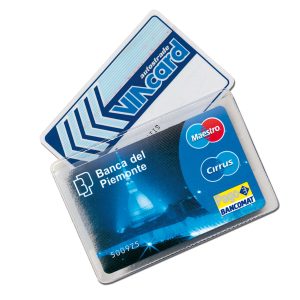 Portacard Cristalcard - per 2 tessere - 9,7x6,3 cm - Alplast - conf. 100 pezzi - immagine 1