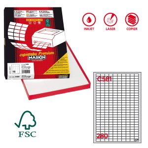 Etichette adesive C/581 - in carta - permanenti - 19 x 10 mm - 280 et/fg - 100 fogli - bianco - Markin - immagine 1