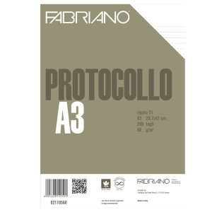 Foglio protocollo - A4 - 1 rigo - 60 gr - Fabriano - conf. 200 pezzi - immagine 1