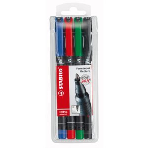 Pennarelli OHPen 843 universal permanente - punta media 1,0mm - astuccio  4 colori - Stabilo - immagine 1