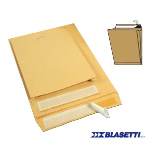 Busta a sacco Monodex - soffietti laterali - strip adesivo - 30 x 40 x 4 cm - 120 gr - avana - Blasetti - conf. 250 pezzi - immagine 1