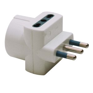 Adattatore triplo con spina 2P+T 16A - 2 prese bipasso 10/16A + 1 Schuko - Melchioni - immagine 1