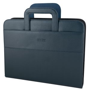Portablocco - similpelle - c/anelli - blu - 28,5x36 cm - City Time - immagine 1