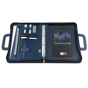 Portablocco - similpelle - c/anelli - blu - 28,5x36 cm - City Time - immagine 2