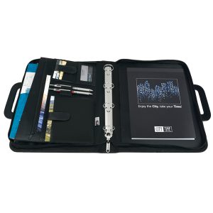 Portablocco - similpelle - c/anelli - nero - 28,5x36 cm - City Time - immagine 2