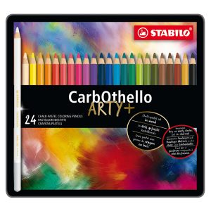 Matite colorate CarbOthello - tratto 4,40 mm - colori assortiti - Stabilo - astuccio in metallo 24 pezzi - immagine 1
