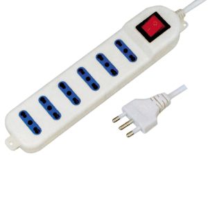Presa multipla con interruttore - 6 prese bipasso 2P+T - cavo da 1.5 mt - MKC - immagine 1