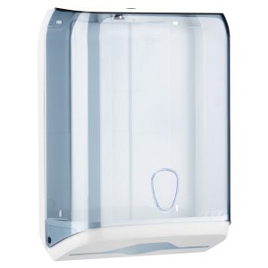 Dispenser asciugamani piegati - 28x13,7x37,5 cm - plastica - bianco/azzurro trasparente - Mar Plast - immagine 1