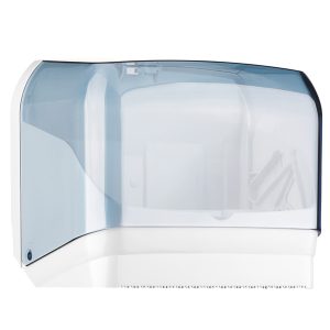 Dispenser per asciugamani in rotolo/fogli - 30x19,5x25,1 cm - plastica - bianco/azzurro trasparente - Mar Plast - immagine 1