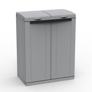 Contenitore EcoCab 2 per raccolta differenziata - 68x39x88,7 cm - 2 portasacco da 110 L ciascuno - grigio/nero - Terry - immagine 2