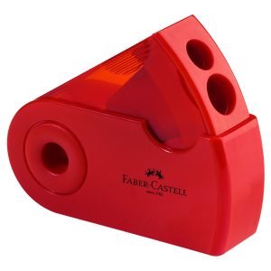 Temperamatite Sleeve con contenitore - 2 fori - con serbatoio - 70x34x20mm - rosso e blu assortiti - Faber Castell - immagine 3