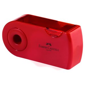 Temperamatite Sleeve con contenitore - 2 fori - con serbatoio - 70x34x20mm - rosso e blu assortiti - Faber Castell - immagine 4