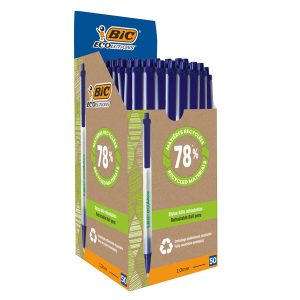 Penna a sfera a scatto ECOlutions - punta 1,0mm - blu - Bic - conf. 50 pezzi - immagine 1