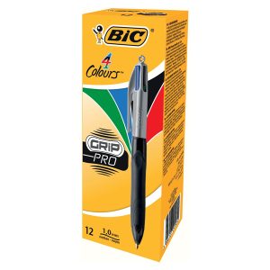 Penna a sfera a scatto 4 Colors Grip Pro - punta 1,0mm - nero, blu, rosso, verde  - Bic - immagine 2