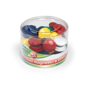 Bottoni magnetici tondi - diametro 2 cm - colori assortiti - Lebez - barattolo da 40 pezzi - immagine 1