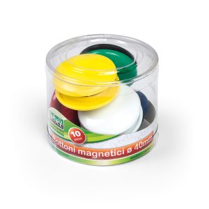 Bottoni magnetici tondi - diametro 4 cm - colori assortiti - Lebez - barattolo da 10 pezzi - immagine 1
