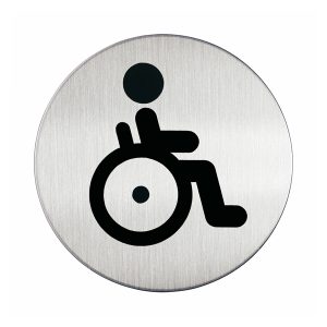Pittogramma adesivo - WC diversamente abili - diametro 8,3 cm - acciaio - Durable - immagine 1
