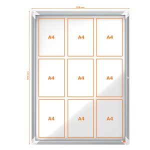 Bacheca per esterni - fondo magnetico bianco - 9 fogli A4 - verticale - Nobo - immagine 3