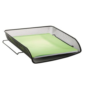 Vaschetta portacorrispondenza Mesh - 27 x 6,5 x 34 cm - rete metallica - nero - Alba - immagine 1