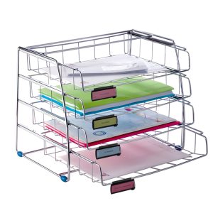 Set da 4 vaschette scorrevoli - 39 x 30 x 31,5 cm - vaschette 6,5 cm - metallo - Alba - immagine 1