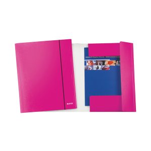 Cartella con elastico WOW - cartoncino plastificato - 3 lembi - fucsia metal - Leitz - immagine 1