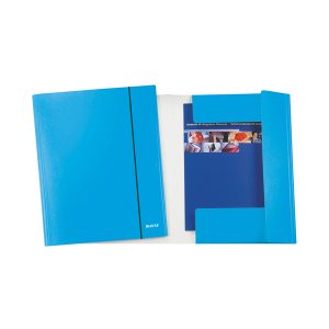 Cartella con elastico WOW - cartoncino plastificato - 3 lembi - 25x35 cm - azzurro metal - Leitz - immagine 1