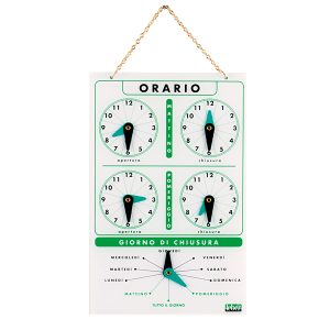 Cartello orario con catenella - acrilico - Lebez - immagine 1