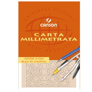 Blocco carta opaca millimetrata - 210x297mm - 10 fogli - 80gr - Canson - immagine 1