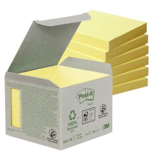 Blocco Post-it Notes Green - 654-1B - 76 x 76 mm - giallo - 100 fogli - riciclabile 100% - Post-it - immagine 1