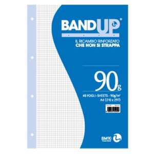 Ricambi BandUp forati rinforzati - A4 - quadretto 4mm - 40 fogli - 90gr - BM - immagine 1