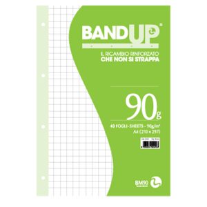 Ricambi BandUp forati rinforzati - A4 - quadretto 10mm - 40 fogli - 90gr - BM - immagine 1