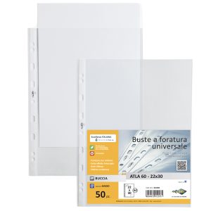 Buste forate Atla - leggera - buccia - 22x30 cm - trasparente - Sei Rota - conf. 50 pezzi - immagine 1