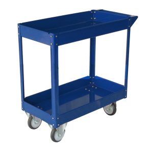 Carrello da lavoro - 2 ripiani - 84 x 41 x 82 cm - portata max 100 kg - acciaio verniciato - blu - Serena Group - immagine 1