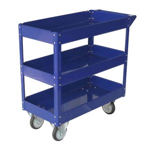Carrello da lavoro - 3 ripiani - 84 x 41 x 82 cm - portata max 100 kg - acciaio verniciato - blu - Serena Group - immagine 1