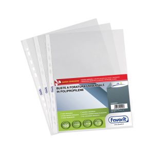 Buste forate Special PP - Air - liscio - 22x30 cm - trasparente - Favorit - conf. 100 pezzi - immagine 1