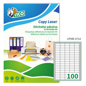 Etichette adesive LP4W - in carta - angoli arrotondati - permanenti - 37 x 14 mm - 100 et/fg - 100 fogli - bianco - Tico - immagine 1