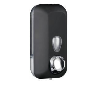 Dispenser Soft Touch per sapone liquido - 10,2x9x21,6 cm - capacità 0,55 L - nero - Mar Plast - immagine 1