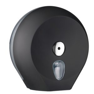 Dispenser Soft Touch di carta igienica in rotolo Mini Jumbo - 27x12,8x27,3 cm - plastica - nero - Mar Plast - immagine 1