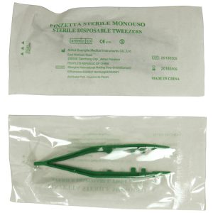 Pinzetta sterile - monouso - 10 cm - verde - PVS - immagine 1