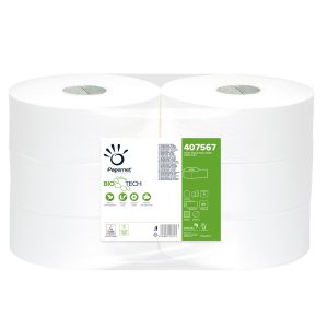 Carta igienica Maxi Jumbo Bio Tech - 2 veli - microgoffrata - 16,5 gr - diametro 27 cm - 9,5 cm x 300 mt - Papernet - immagine 1