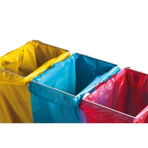 Carrello mobile Triflux - 83,3x36x90 cm - con ruote - 3 portasacco da 100 L ciascuno - acciaio - Medial International - immagine 3